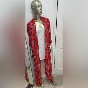 Kimono cardigan swimwear cover up size M/L colorful floral summer vacation beach